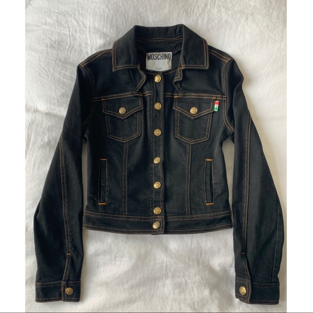 MOSCHINO VINTAGE DENIM BLACK WASHED JACKET SIZE XS